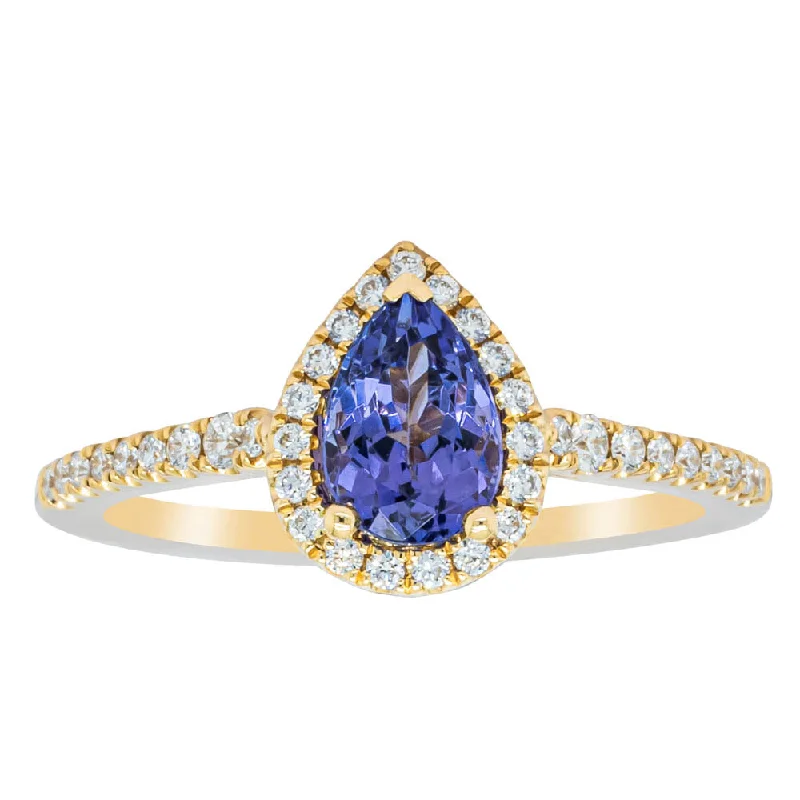 Limited-Time Offer On Elegant Jewelry Pieces 18ct Yellow Gold .92ct Tanzanite & Diamond Mini Sierra Ring