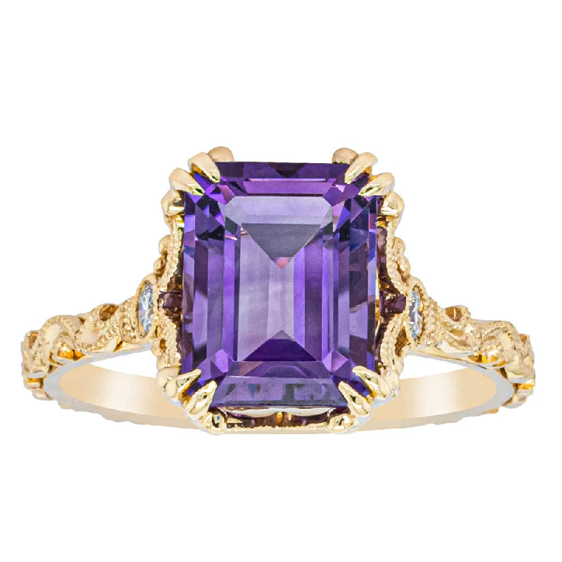 Exclusive Jewelry Discounts – Shop Now For Savings 18ct Yellow Gold Amethyst & Diamond Romanov Ring