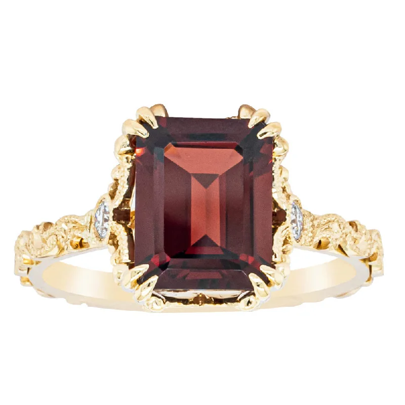 Special Deals On Handcrafted And Designer Jewelry 18ct Yellow Gold Garnet & Diamond Romanov Ring