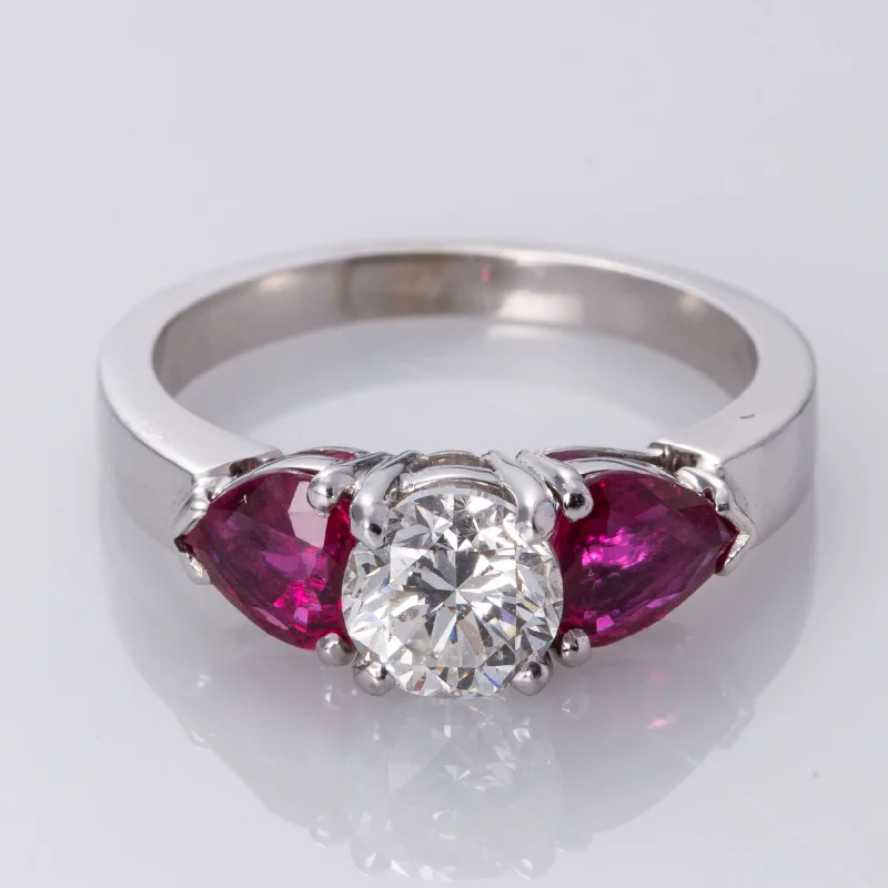 Huge Markdowns On Premium Jewelry Styles 18K White Gold  Diamond and Ruby Ring | 1.00 ct, 1.31 ctw | SZ 6.25 |