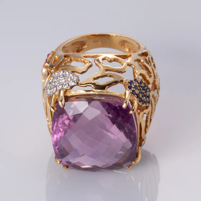 Jewelry Sale Alert – Shop Timeless Elegance Today 18K Yellow Gold Amethyst and Diamond Ring | 30.00 ct, 0.20 ctw | SZ 7 |