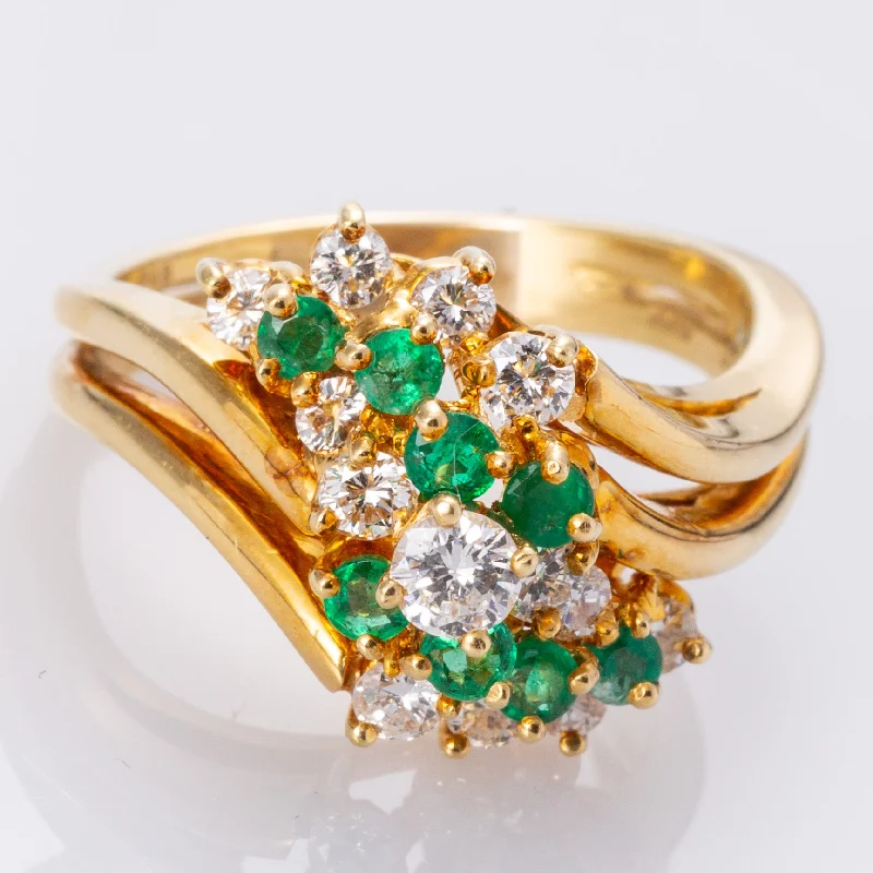 Limited-Stock Jewelry Clearance – Grab Your Favorites Now 18K Yellow Gold Emerald and Diamond Cocktail Ring | 0.40ctw, 0.88ctw | SZ 8.5 |