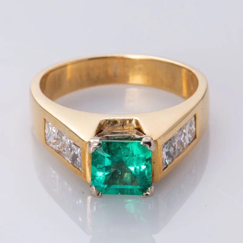 High-End Jewelry, Now More Affordable Than Ever 18K Yellow Gold Emerald and Diamond Ring | 1.14 ct, 0.75 ctw | SZ 6.25 |