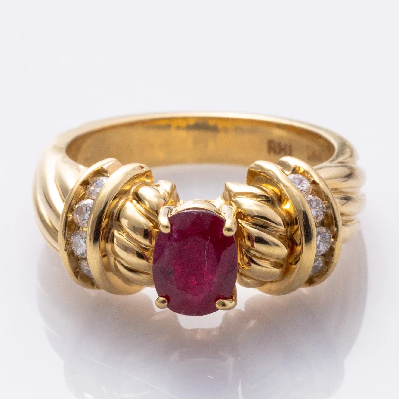 Buy More, Save More On Stunning Jewelry Designs 18K Ruby and Diamond Cocktail Ring | 1.31ct, 0.25ctw | SZ 6.5 |