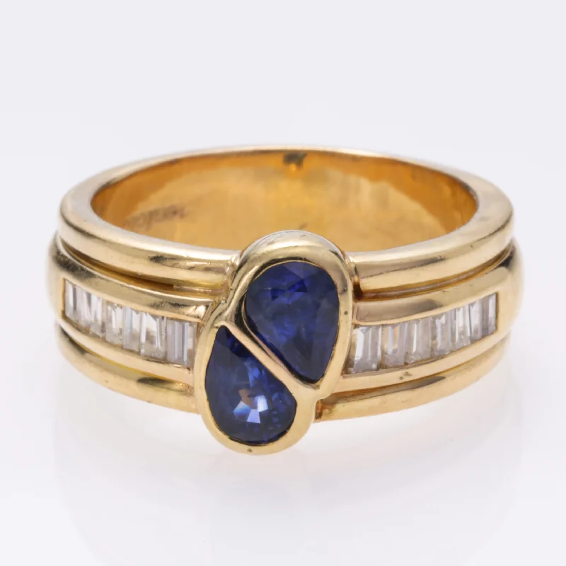 Personalized Jewelry At Special Discount Rates 18K Yellow Gold Sapphire and Diamond Ring | 2.08ctw, 0.70ctw | SZ 9