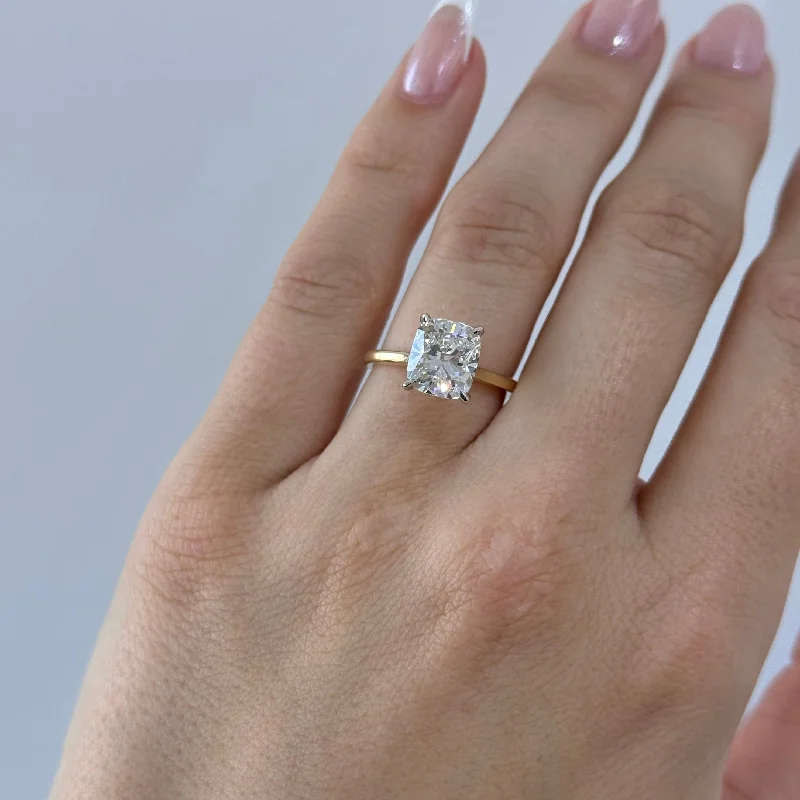 Luxury Jewelry At Unbeatable Discounts 3.01 Carat Lab Cushion Engagement Ring | Engagement Ring Wednesday