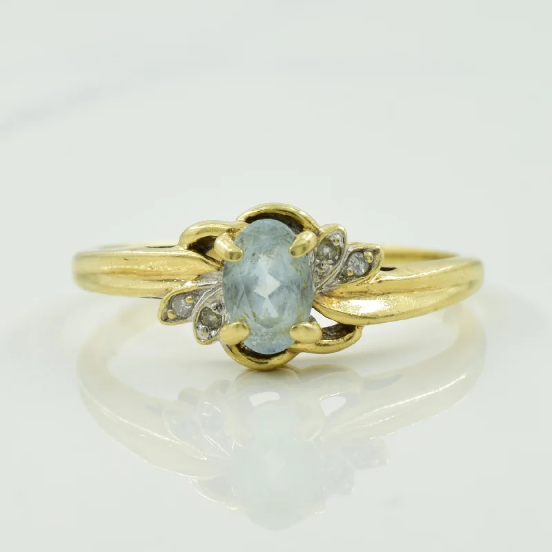 Trendy Minimalist Jewelry For Everyday Wear Aquamarine & Diamond Bypass Ring | 0.36ct, 0.02ctw | SZ 7.5 |