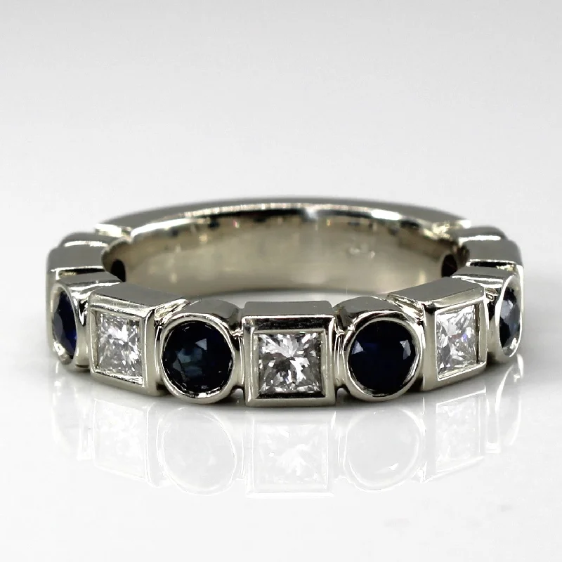 Limited-Time Jewelry Sale – Elegant Styles At Less Bezel Set Diamond & Sapphire Ring | 1.13ctw| 0.97ctw | SZ 7 |