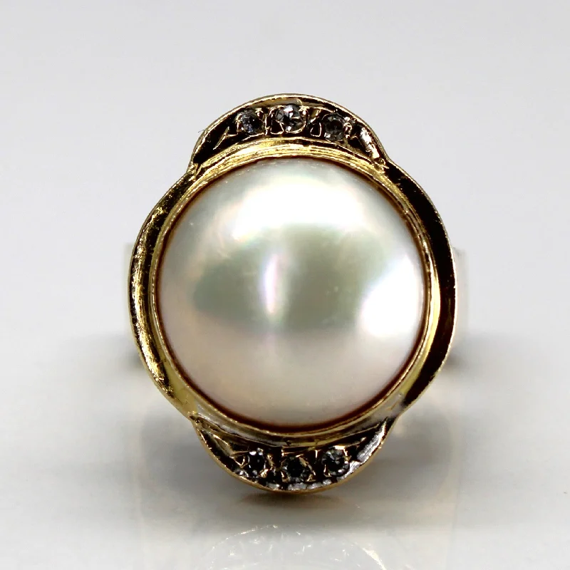 Seasonal Jewelry Sale – Upgrade Your Collection Bezel Set Pearl & Diamond Dome Ring | 0.06ctw | SZ 5.5 |