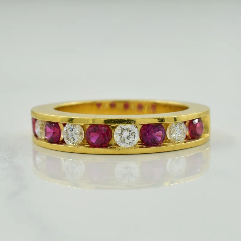 Sparkle For Less – Shop Jewelry Deals Now 'Birks' Ruby & Diamond Semi Eternity Band | 0.50ctw, 0.32ctw | SZ 6.5 |