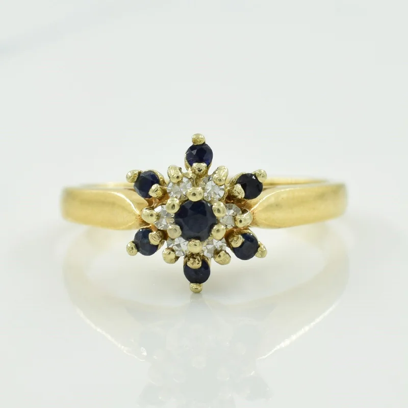 Modern Statement Jewelry For Bold Styling Blue Sapphire & Diamond Ring | 0.18ctw, 0.06ctw | SZ 3.5 |