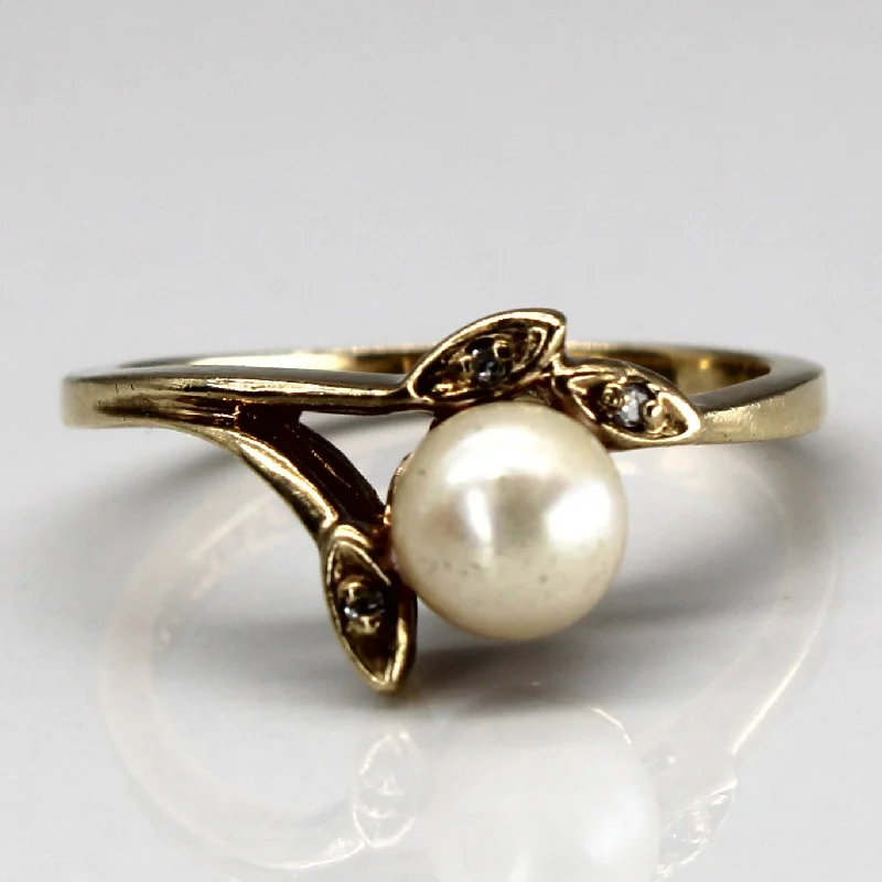 Special Offers On Handcrafted And Designer Jewelry Bypass Pearl & Diamond Ring | 0.02ctw | SZ 5.75 |