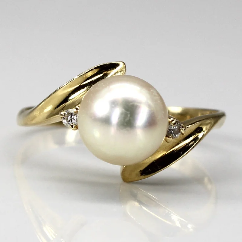 Unmissable Deals On Handmade Jewelry Collections Bypass Pearl & Diamond Ring | 0.02ctw | SZ 6.75 |