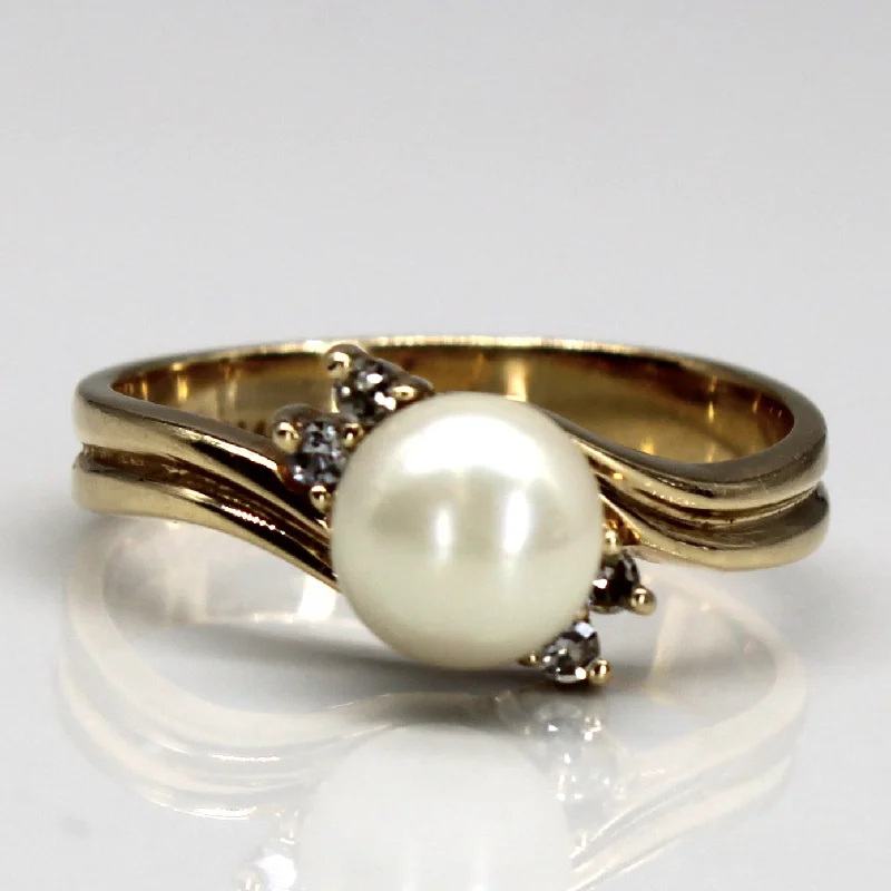 Buy More, Save More On Stunning Jewelry Pieces Bypass Pearl & Diamond Ring | 0.04ctw | SZ 6 |