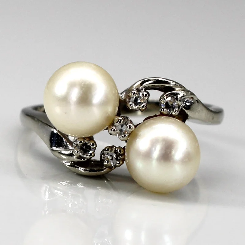 Affordable Glamour – Premium Jewelry For Less Bypass Pearl & Diamond Ring | 0.05ctw | SZ 7.25 |