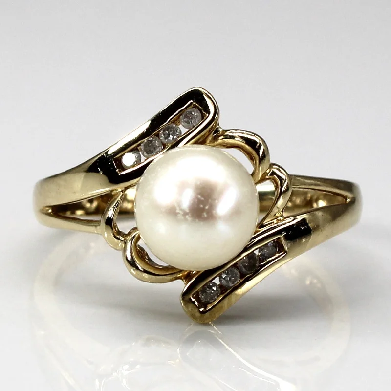 Jewelry Clearance Event – Last Chance For Stunning Deals Bypass Pearl & Diamond Ring | 0.06ctw | SZ 7 |