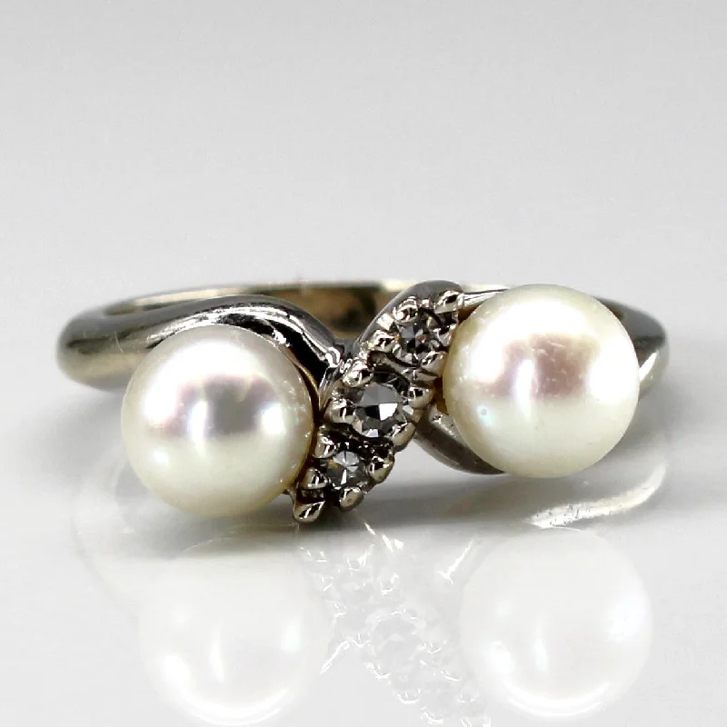 Elevate Your Outfit With Discounted Statement Jewelry Bypass Pearl & Diamond Ring | 0.07ctw | SZ 5.75 |