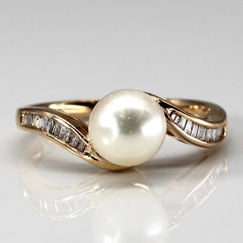 Shine Without Limits – Jewelry Sale Happening Now Bypass Pearl & Diamond Ring | 0.17ctw | SZ 6 |