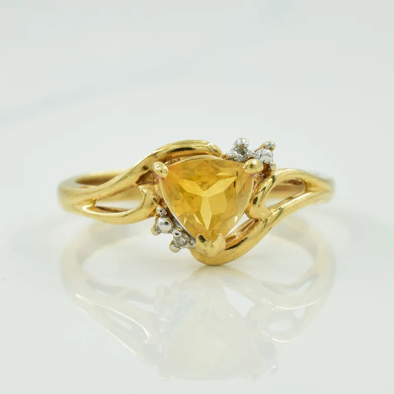 Affordable Gold-Plated Jewelry For Modern Fashion Citrine & Diamond Bypass Ring | 0.60ct, 0.01ctw | SZ 7.75 |