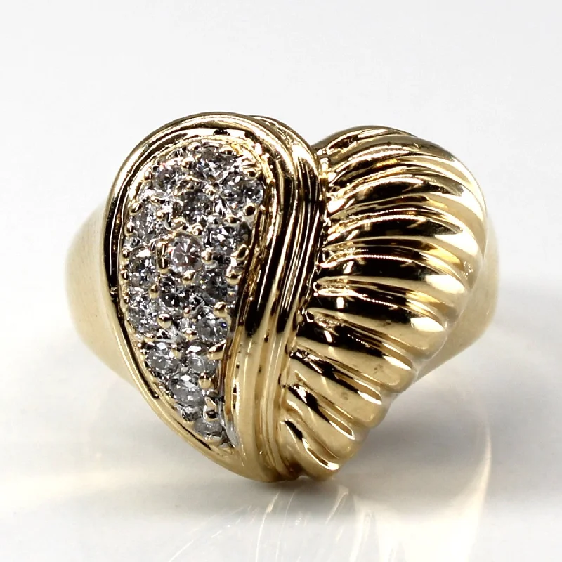 Special Deals On Handcrafted And Designer Jewelry Cluster Diamond Heart Design Gold Ring | 0.40ctw | SZ 5.75 |