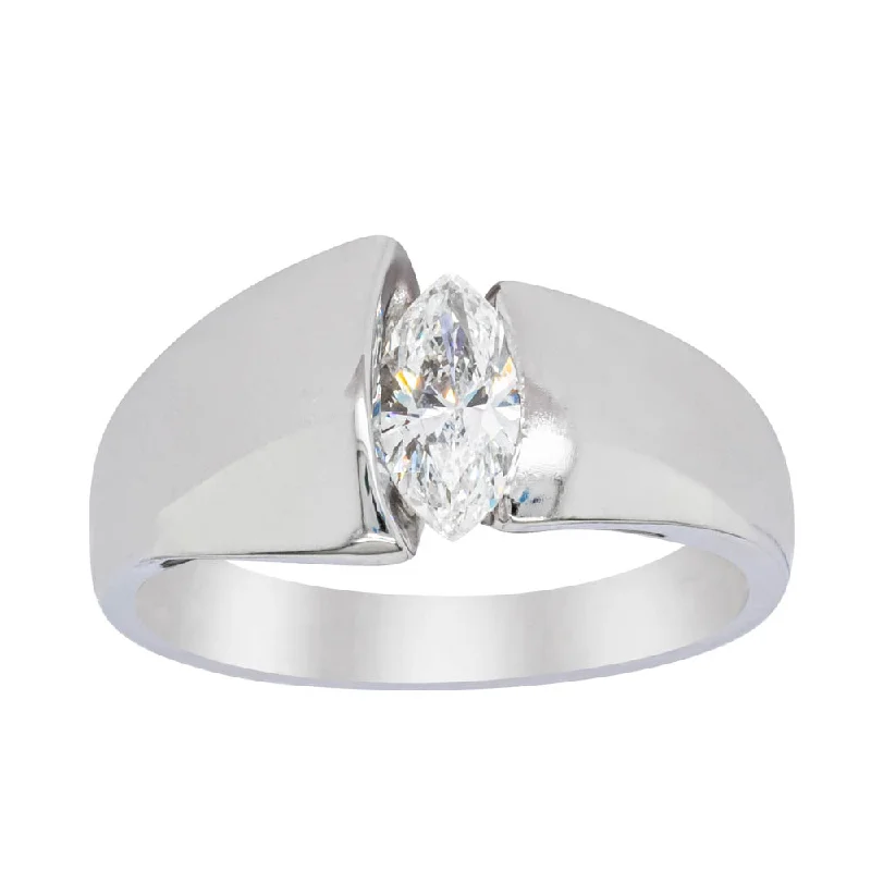 Luxury Meets Affordability – Jewelry Sale Live Now Deja Vu Palladium .46ct Marquise Cut Diamond Ring