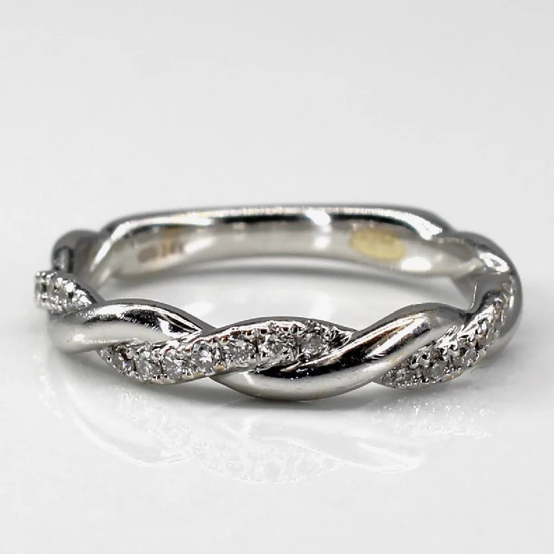 Luxury Handcrafted Jewelry For Elegant Looks Diamond Braided White Gold Ring | 0.25ctw | SZ 4.5 |