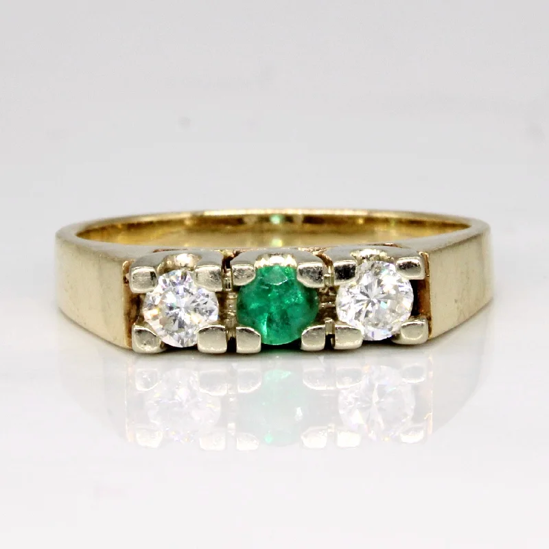 Trending Jewelry Now At Unbeatable Prices Diamond & Emerald Three Stone Ring | 0.23ctw, 0.12ct | SZ 6.75 |