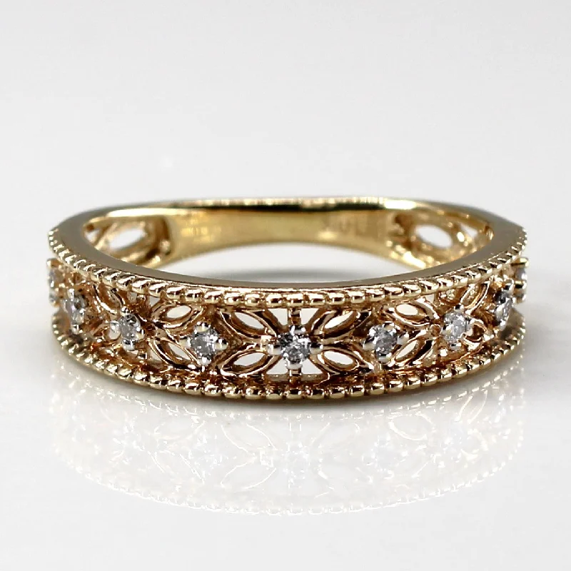 High-Quality Gemstone Jewelry For Special Occasions Filigree Diamond Gold Band | 0.09ctw | SZ 5 |