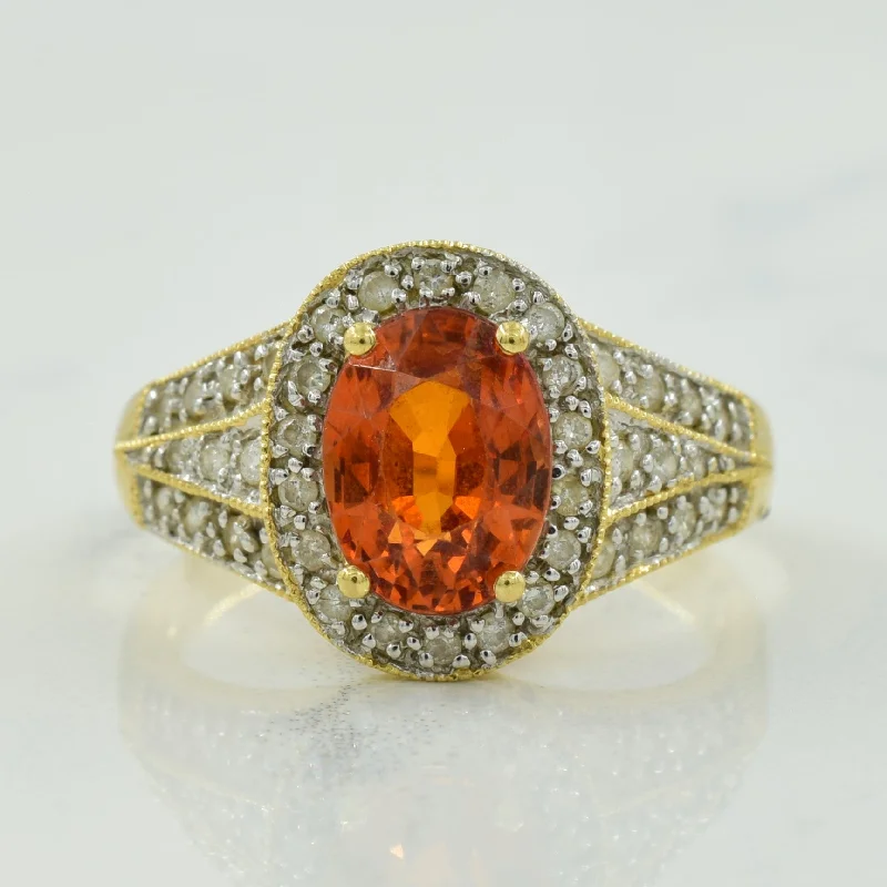 Shine Bright With Our Special Jewelry Promotions Garnet & Diamond Halo Ring | 1.70ct, 0.30ctw | SZ 7.25 |