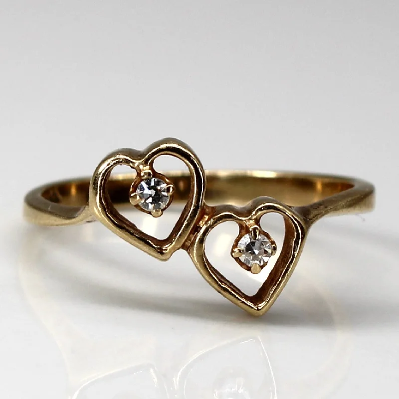 Best Jewelry Sale Prices – Limited-Time Offer Heart Design Bypass Diamond Ring | 0.04ctw | SZ 6 |