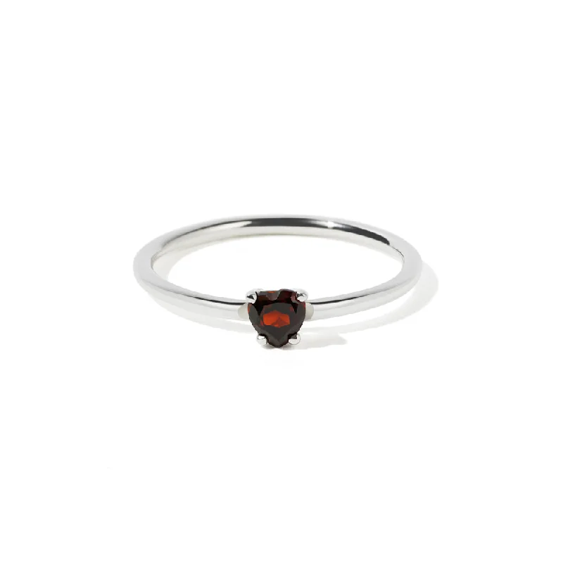 Jewelry Clearance Sale – Final Reductions Meadowlark Micro Heart Jewel Ring - Sterling Silver & Thai Garnet