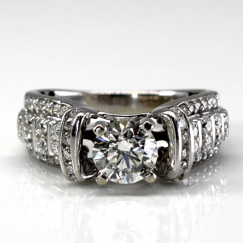 Premium Jewelry Now Available At Special Discounts Offset Cluster Diamond Engagement Ring | 1.31ctw VS1 I/J | SZ 5.5 |