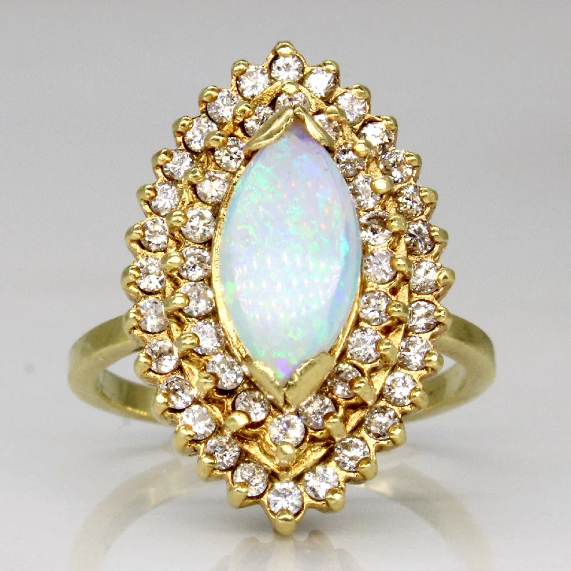 Beautiful Jewelry, Breathtaking Discounts – Hurry In Opal & Diamond Cocktail Ring | 0.50ct, 0.46ctw | SZ 6.5 |