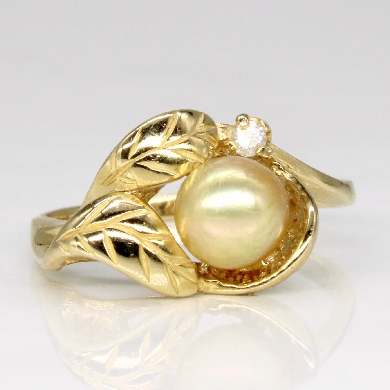 Get The Sparkle You Love At Prices You Adore Pearl & Diamond Cocktail Ring | 0.015ct | SZ 6.25 |