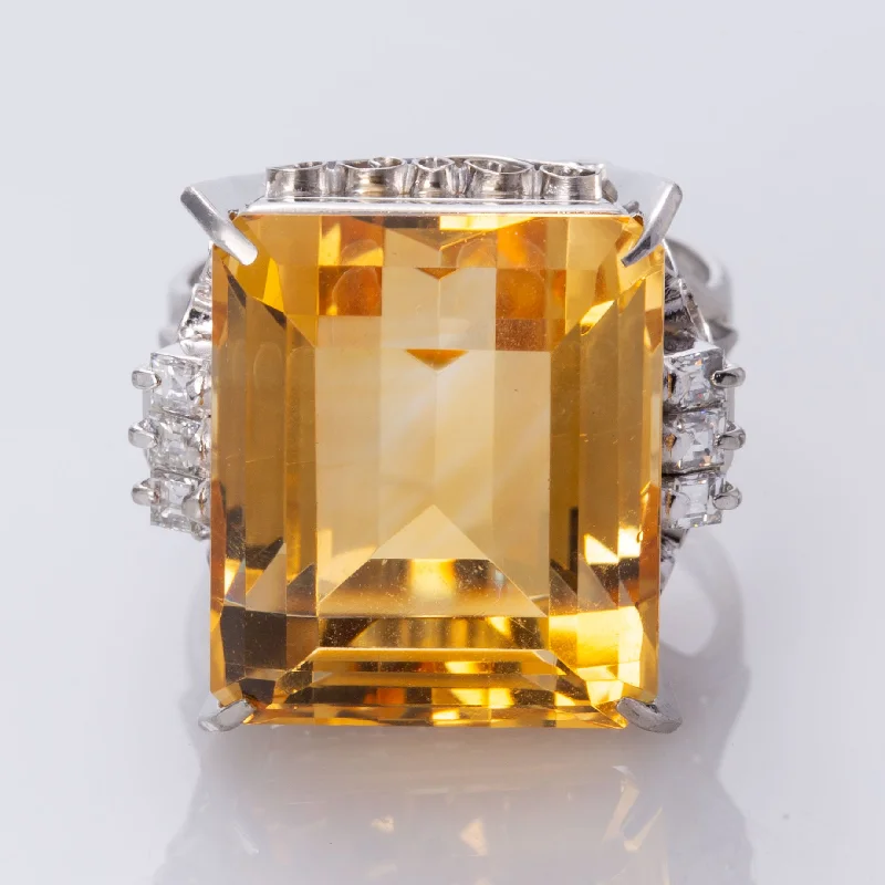 Grab Exquisite Jewelry At The Lowest Prices Platinum Citrine and Diamond Cocktail Ring | 18.73ct, 0.32ctw | SZ 5.75  |