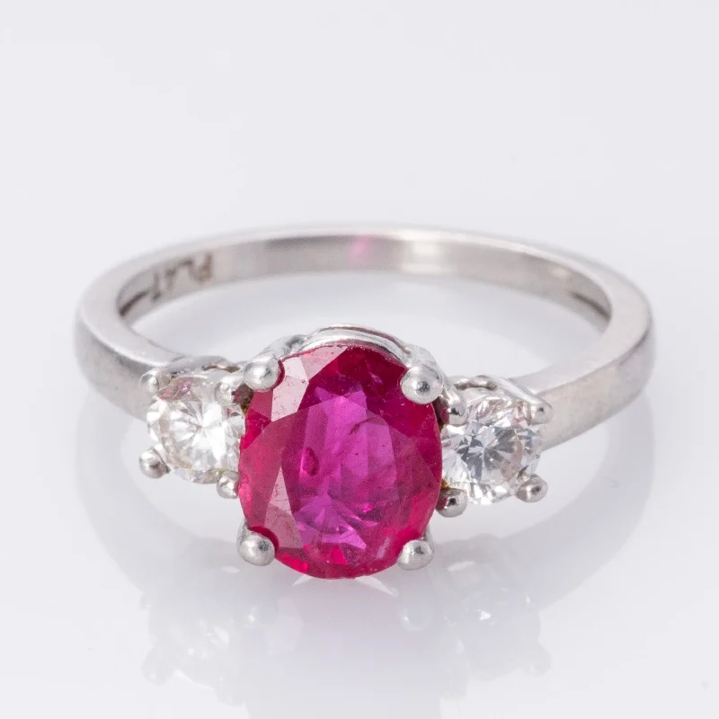 Fashion-Forward Jewelry At Incredible Prices Platinum Ruby and Diamond Cocktail Ring | 1.04ct, 0.35ctw | SZ 5.25 |