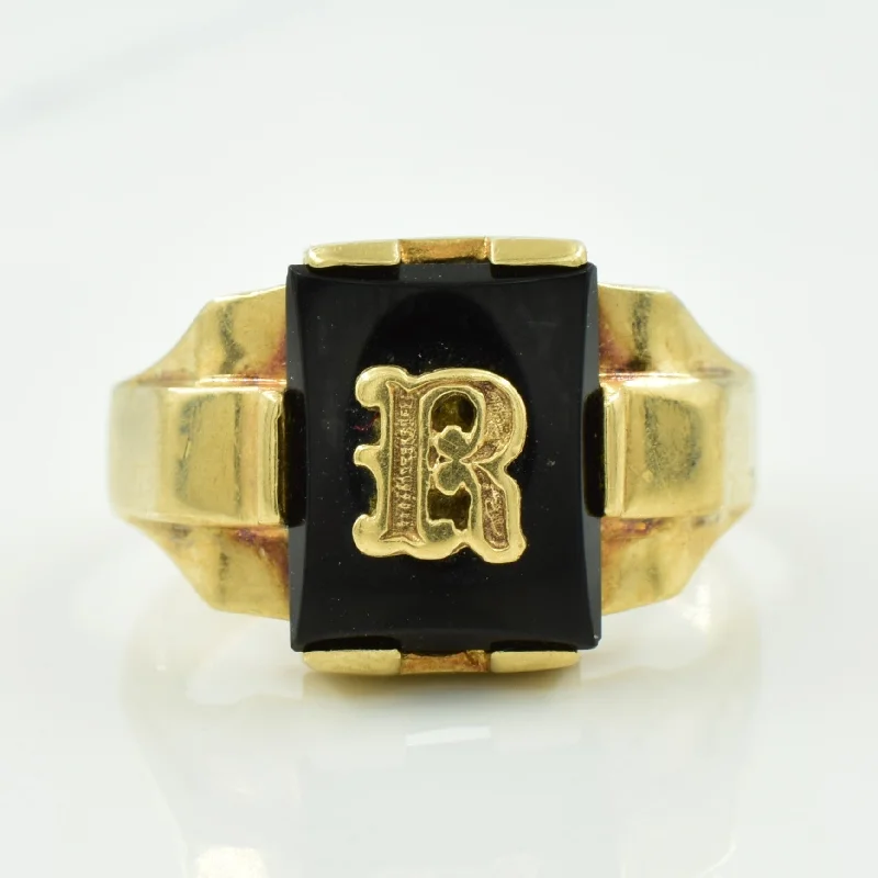 Seasonal Jewelry Sale – Upgrade Your Style Today 'R' Initialed Black Onyx Ring | 2.35ct | SZ 5.25 |