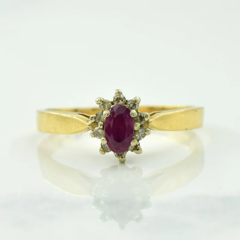 Delicate Crystal Jewelry For Sophisticated Charm Ruby & Diamond Ring | 0.25ct, 0.10ctw | SZ 7 |