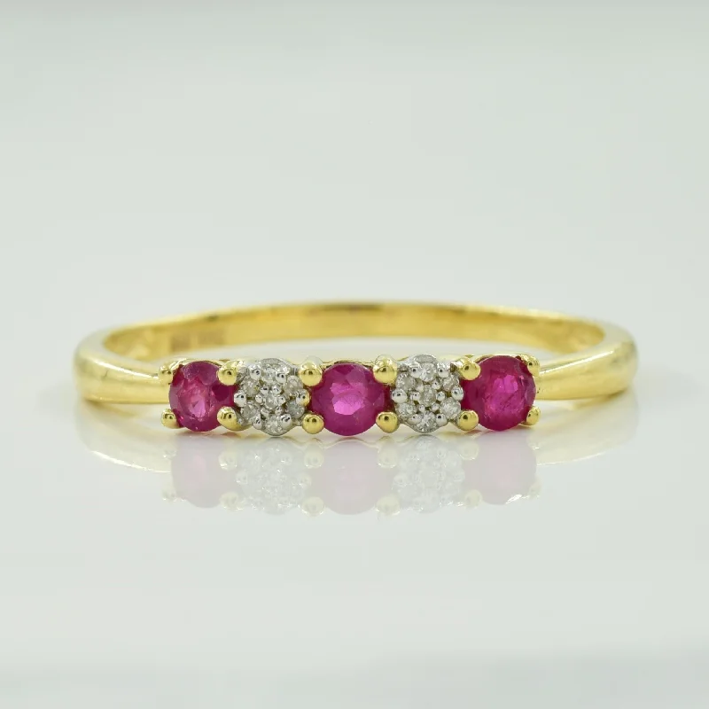 Versatile Layering Jewelry For Effortless Chic Ruby & Diamond Ring | 0.30ctw, 0.05ctw | SZ 11.25 |