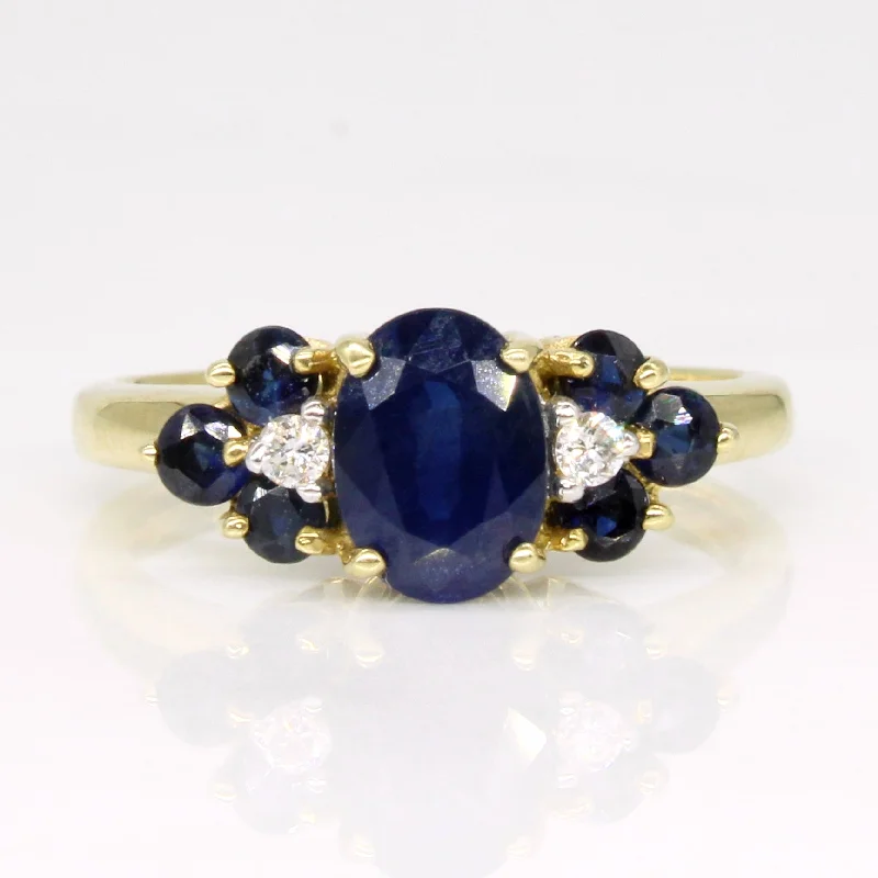 Elegant Jewelry Pieces At Unbelievable Prices Sapphire & Diamond cocktail Ring | 1.36ctw, 0.05ctw | SZ 6 |