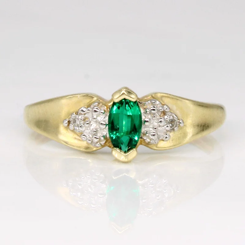 Your Perfect Accessory Now At The Best Price Synthetic Emerald & Diamond Ring | 0.13ct, 0.04ctw | SZ 6.5 |