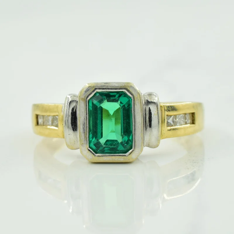 Grab Your Dream Jewelry At The Lowest Prices Synthetic Emerald & Diamond Ring | 0.56ct, 0.15ctw | SZ 7 |