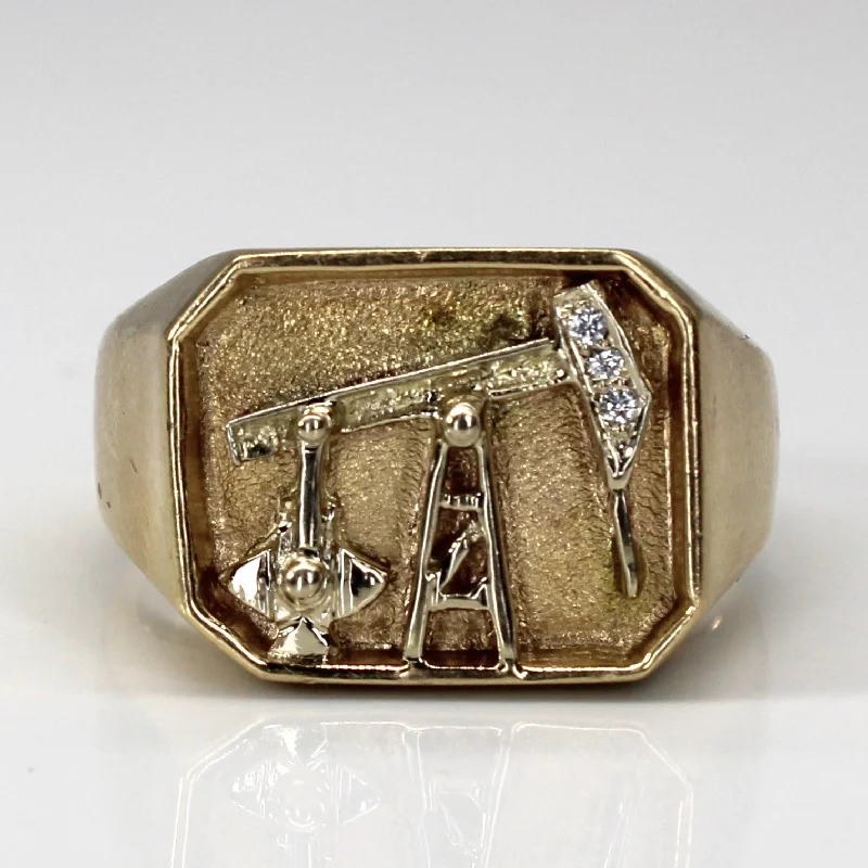 Exclusive Jewelry Bundles At Discounted Rates Diamond Heavy Gold Oil Rig Ring | 0.03ctw | SZ 11 |