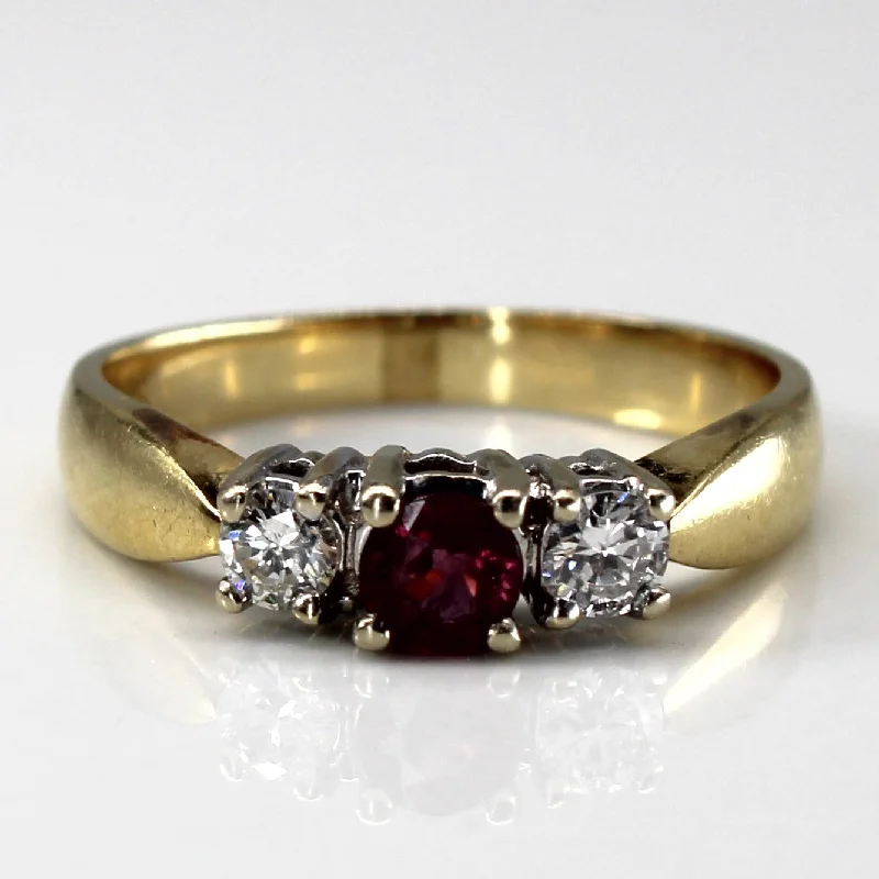 Trendy And Classic Jewelry Now At Reduced Prices Three Stone Diamond & Ruby Ring | 0.20ctw | 0.28ctw | SZ 6.75 |