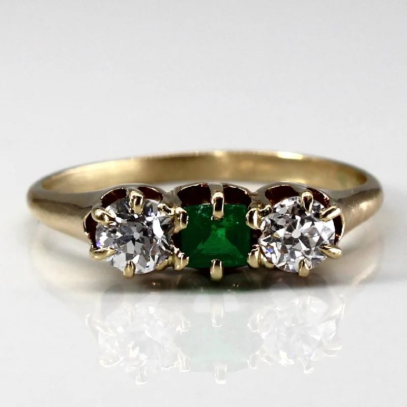 Affordable Glamour – Must-Have Jewelry At Special Rates Three Stone Diamond & Emerald Ring | 0.60ctw | 0.23ct | SZ 8.25 |