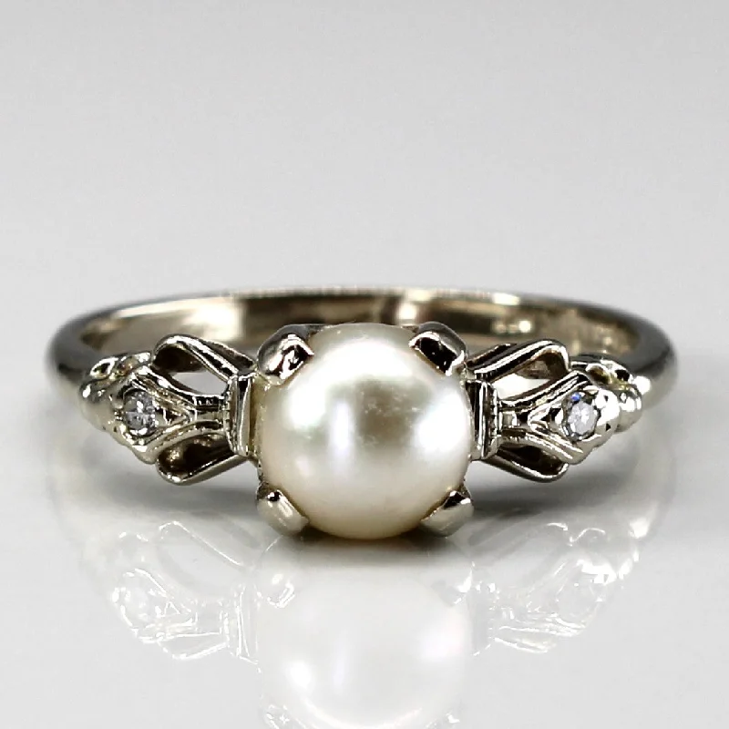 Jewelry Flash Sale – Stylish Designs At Unbeatable Rates Three Stone Pearl & Diamond Ring | 0.02ctw | SZ 6.25 |