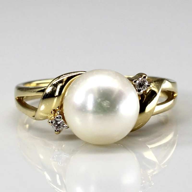 Shop High-Quality Jewelry At Jaw-Dropping Discounts Three Stone Pearl & Diamond Ring | 0.03ctw | SZ 6.75 |