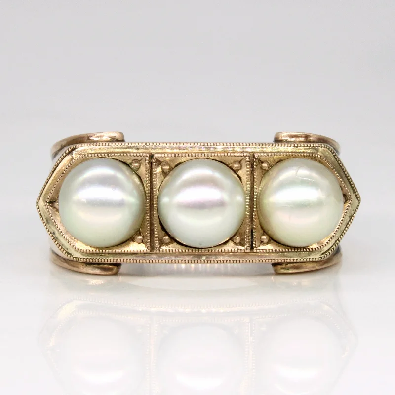 Dazzle In Elegance With Our Biggest Jewelry Sale Three Stone Pearl Ring | SZ 10.5 |