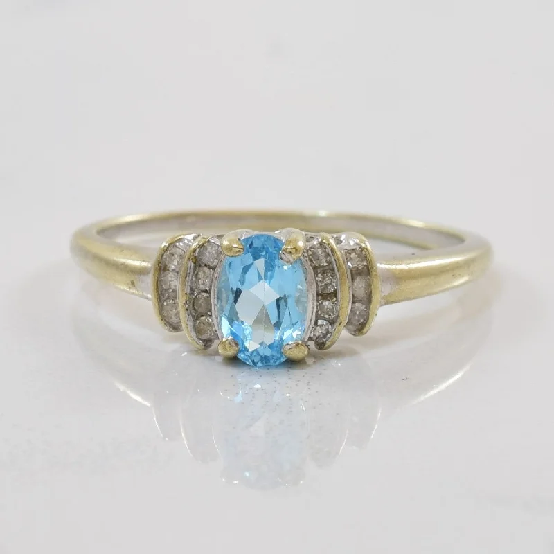 Unmissable Deals On Handmade Jewelry Collections Oval Blue Topaz & Diamond Ring | 0.56ct, 0.07ctw | SZ 6.75 |