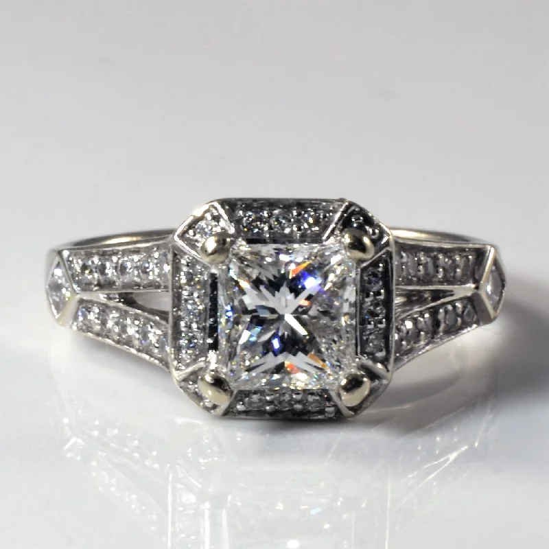 Clearance Sale On High-End Jewelry Collections Split Shank Princess Halo Engagement Ring | 1.50ctw | SZ 4.5 |